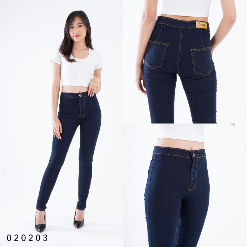 jsk Celana Highwaist Jeans Jumbo Wanita Big Size Cewek Stretch