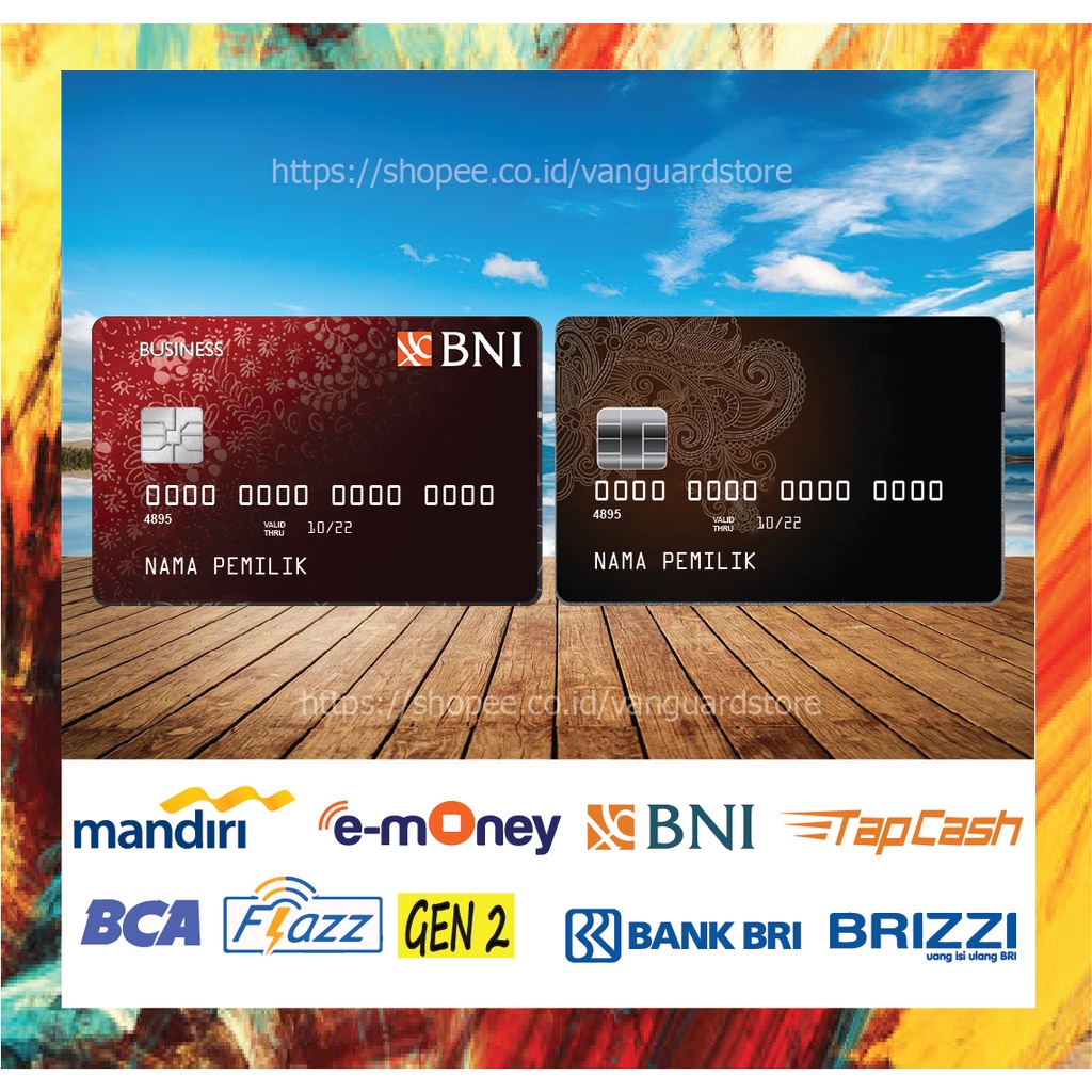 KARTU E MONEY E TOLL KARTU BNI BATIK MERAH DEBIT CREDIT EMONEY MANDIRI FLAZZ BCA BNI TAPCASH BRIZZI BRI - 2 SISI