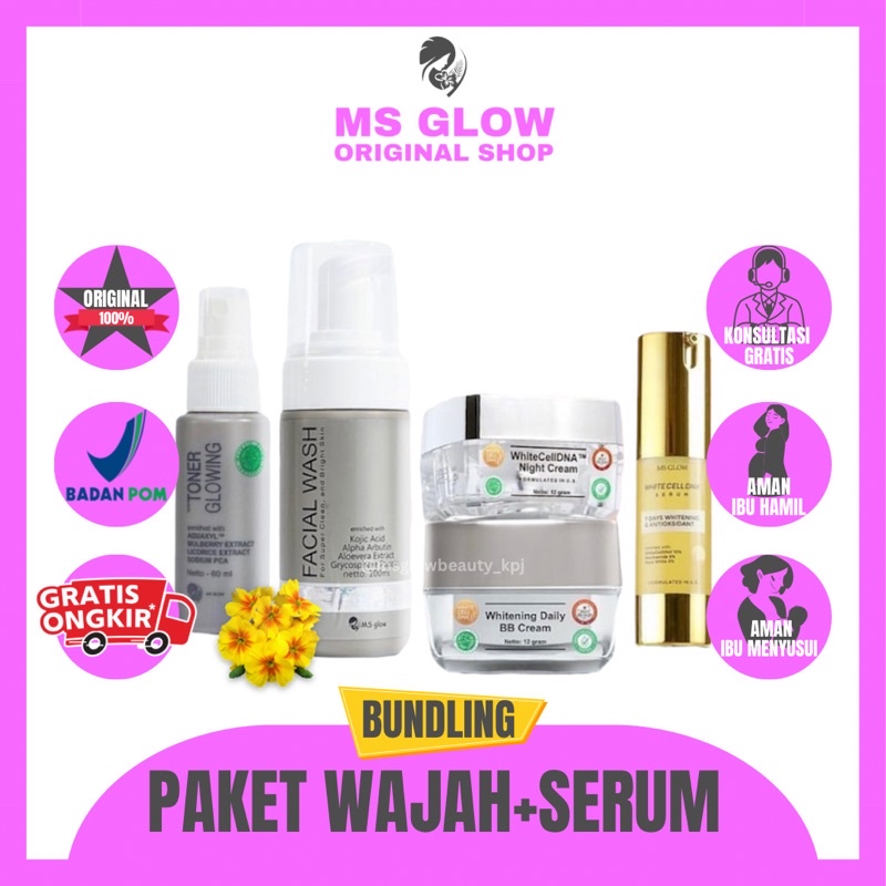 PAKET WAJAH MS GLOW DAN SERUM MS GLOW PAKET BUNDLING MS GLOW