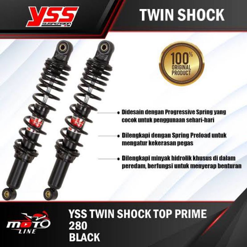 SHOCKBREAKER YSS JUPITER Z FIZ R YSS TOP PRIME 280 MM YAMAHA JUPITER Z FIZ R VEGA R BLACK BLACK ORIG