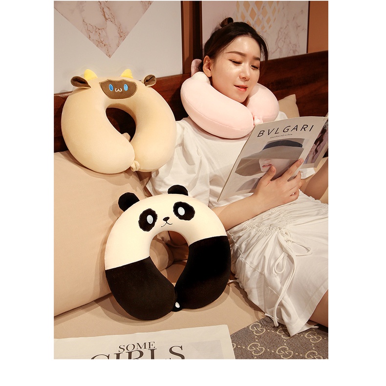 Bantal Leher U-Shape Travel Neck Pillow Blue Kantor Istirahat Nyaman Memory Foam / Poliester Mobil Perjalanan Lucu Kartun Kucing Beruang Anjing Shiba Pinguin Biru Pink Putih Hadiah Ulang Tahun