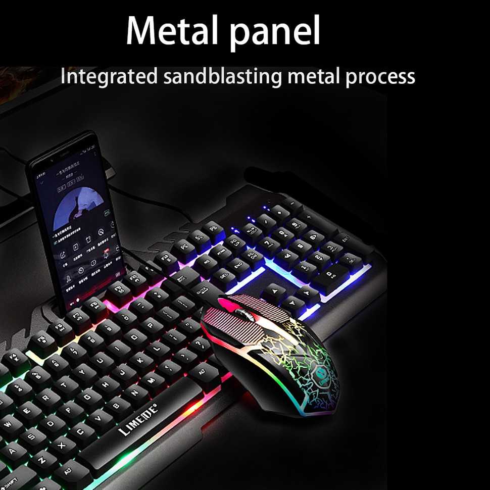 LIMEIDE Combo Keyboard Gaming RGB with Mouse + Holder Smartphone - T21