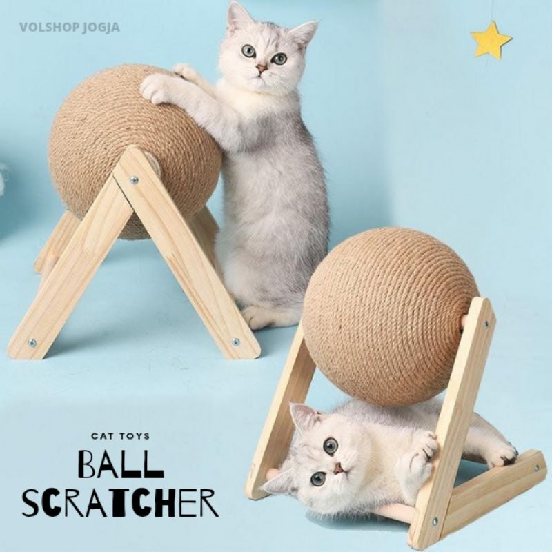 MAINAN KUCING BALL SCRATCHER BOLA PUTAR GARUKAN GONI LEMBUT UNTUK KUCING CAT TOYS PET ACCESSORIES