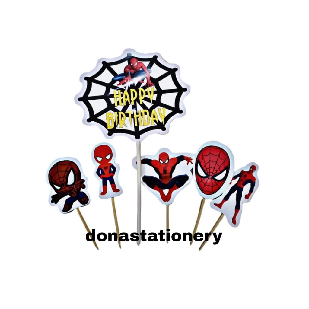 TOPPER CAKE KARAKTER KARTUN | HIASAN KUE | TOPPER ULANG TAHUN SPIDERMAN | TOPPER ULANG TAHUN UNICORN