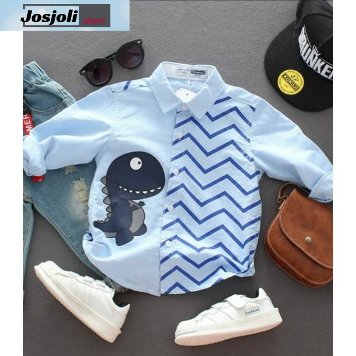 JOSJOLI_STORE/Kemeja Kids Dino/Kemeja Anak Laki-Laki/Usia 1-6 Tahun