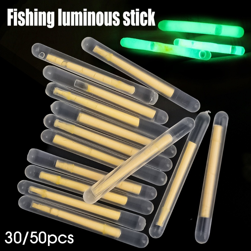 30/50pcs Stik Lampu Pelampung Pancing/Fireflyies Fluorescent Lightstick Night Floats Rod Lamp Dark Glow Sticks Angling Tackle Tool