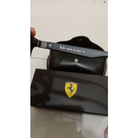 rayban ferrari full hitam lensa kaca original fullset