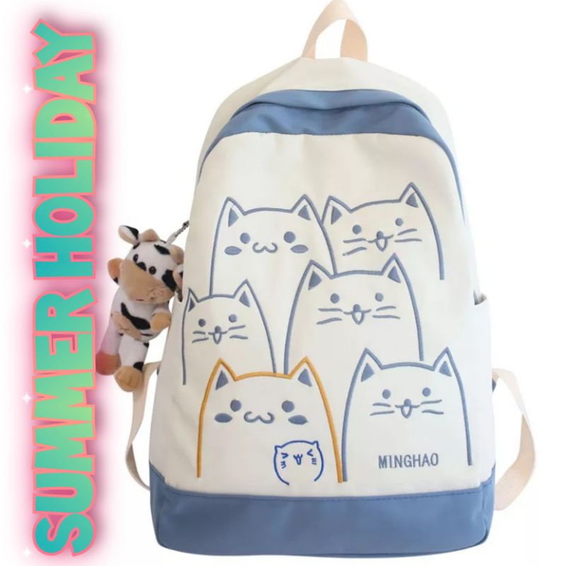 samasuka.shop - Tas Anak Perempuan MingHao Fashion Korea Ransel KPOP Funny Cat Ming Hao Keren Terbaru