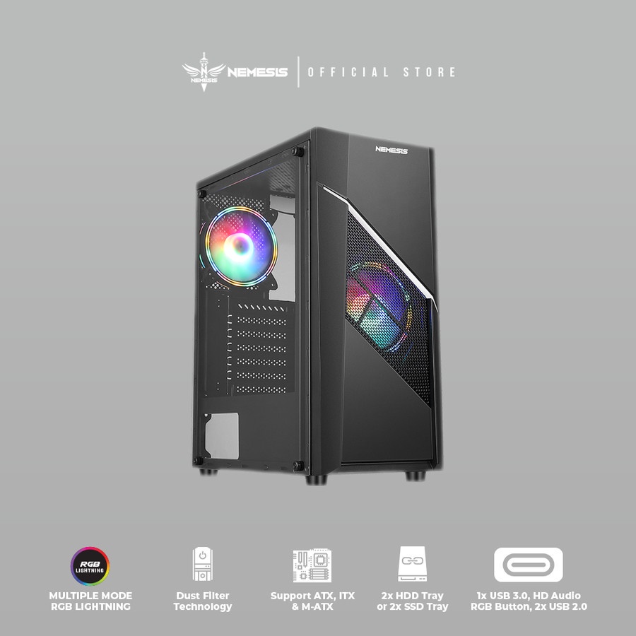 NYK Nemesis Casing Gaming T25 Elixir With Fan Case - HITAM