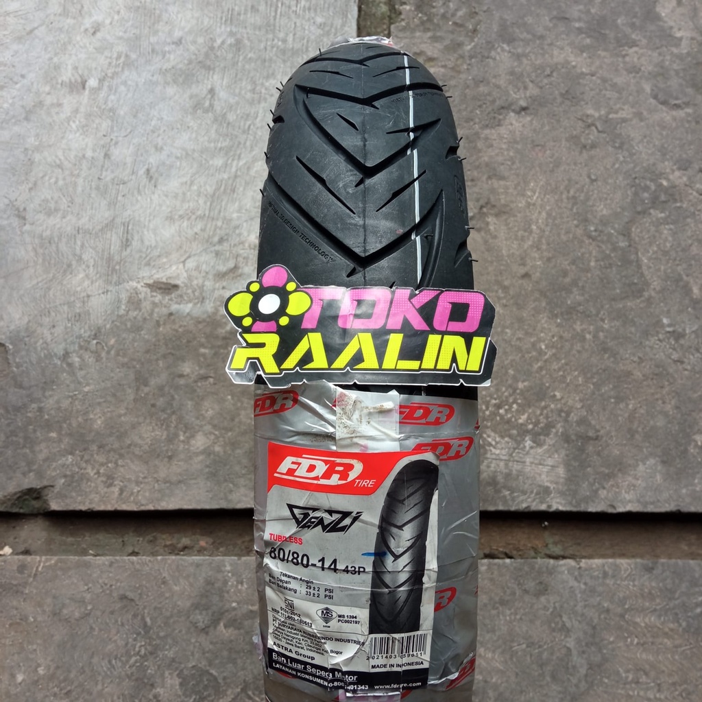 Ban Luar Ban Motor FDR 14 80/80 80/80 14 Tubeless Tubless Type Genzi
