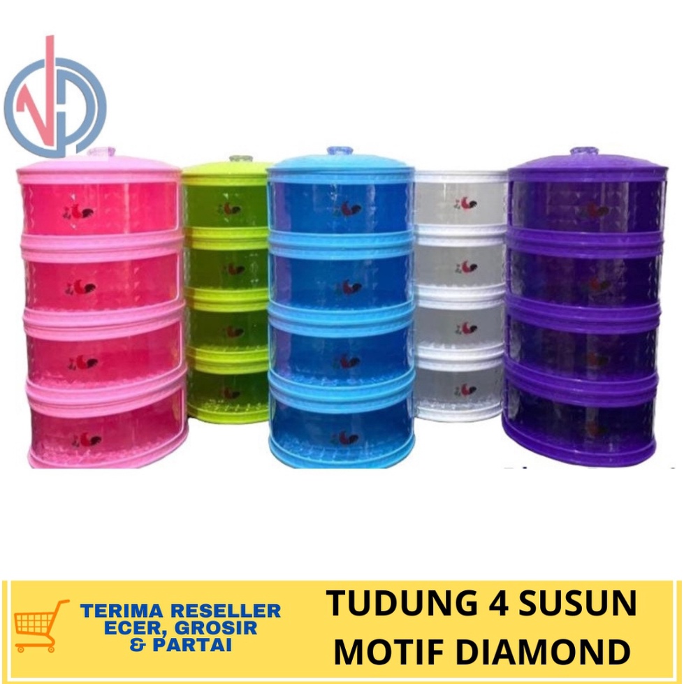 TUDUNG SAJI DIAMOND TUDUNG DIAMOND TEMPAT PENYIMPANAN MAKANAN 4 SUSUN TUDUNG SAJI 4 SUSUN MULTILAYER FOOD STORAGE VD