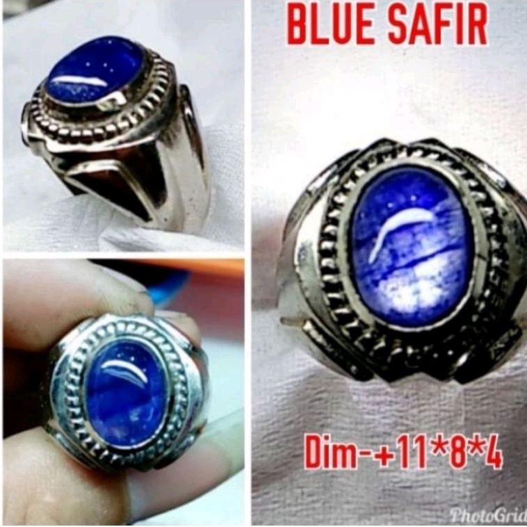 cincin batu akik blue safir asli garansi natural ring alpaka super