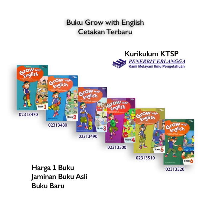 BUKU GROW WITH ENGLISH KELAS 1 2 3 4 5 6 SD KTSP ERLANGGA