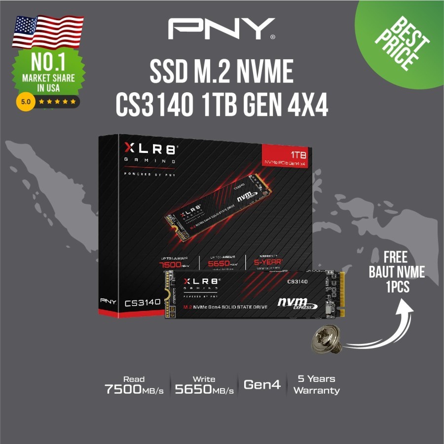 SSD PNY NVME CS3140 1TB I 2TB Gen 4.0 XLR8 II GPX