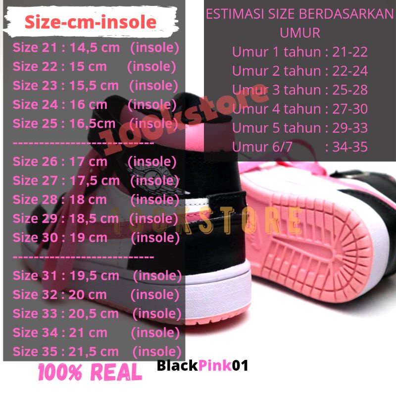 sepatu anak perempuan black pink jdn (New Produk) sneakers anak cewek jordan