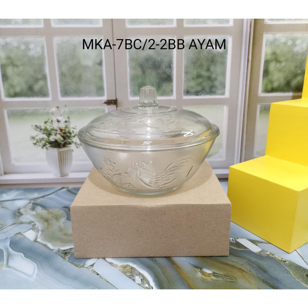 mangkok kaca ayam & tutup MKA