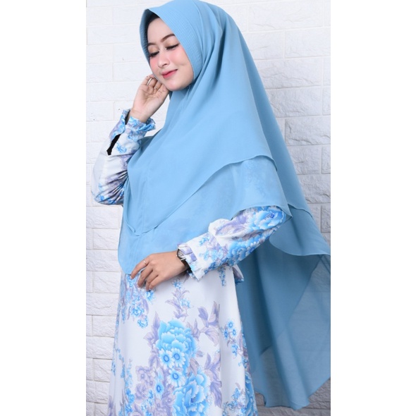 set hijab monalisa khimar ceruty motif maple