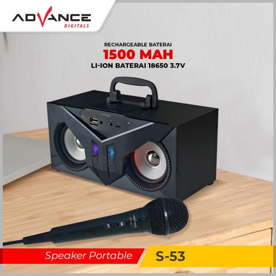 Speaker Bluetooth Portable Advance S-53 Gratis Microphone Dilengkapi Super Bass/Bisa COD