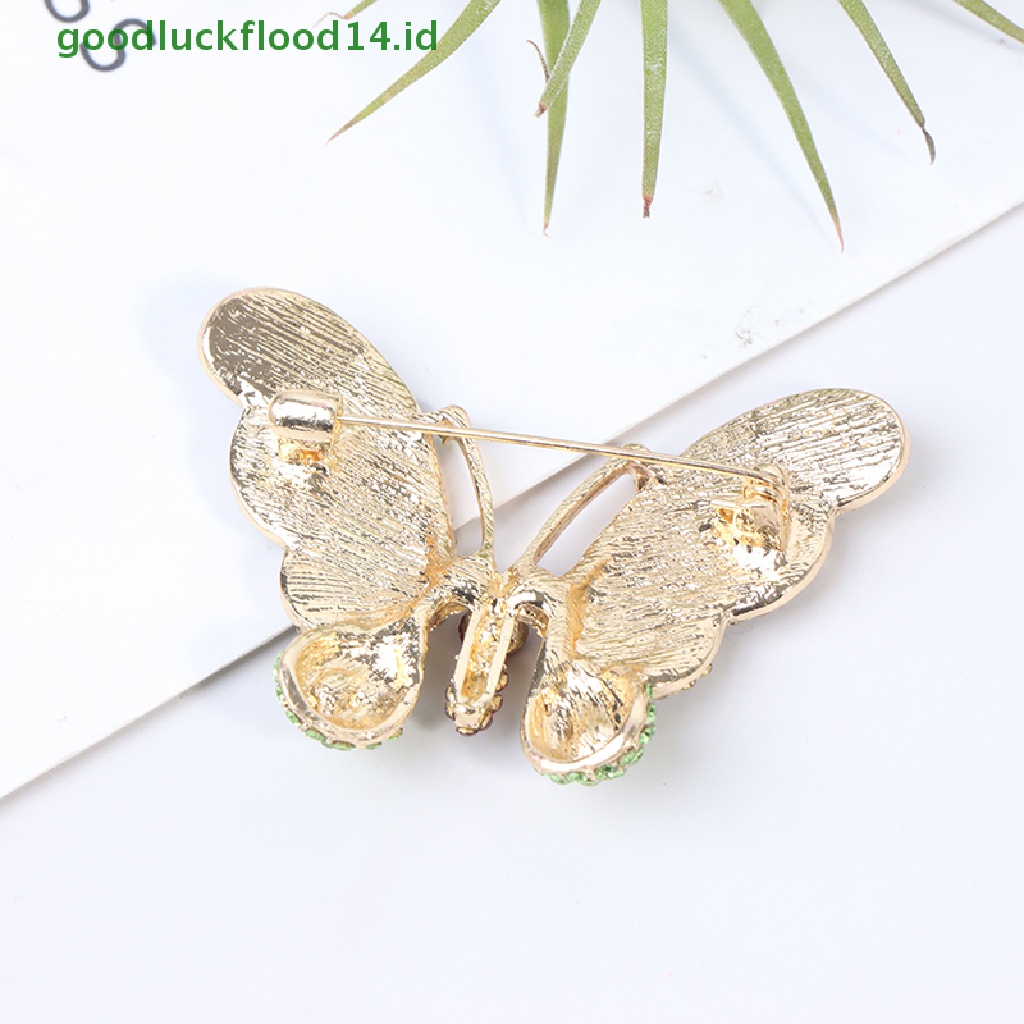 [GOOGFOUR] 1pc Elegan Pesona Kupu-Kupu Bros Wanita Berlian Imitasi Besar Butterfly Pins [TOP]