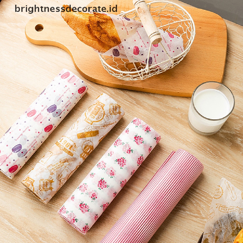 [Birth] 50pcs/lot Kertas Lilin Pembungkus Makanan Wrapping Paper Food Grade Grease Paper Untuk Roti Sandwich Burger Fries Oilpaper Baking Tools [ID]