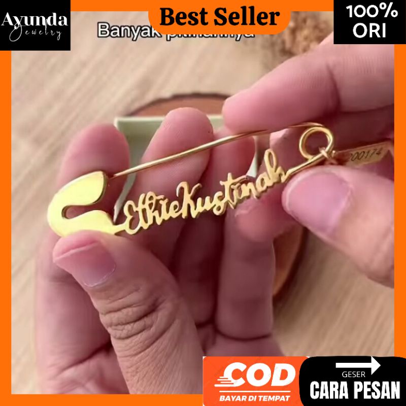 Bros Nama Custom model terbaru Bros custom lapis emas Bros peniti