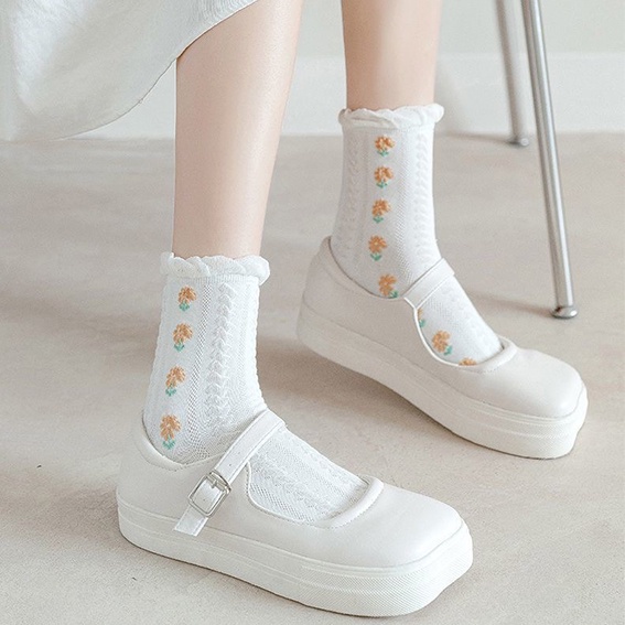 ⭐️𝐈𝐇𝐒 𝟔𝟐𝟓 𝐋𝐚𝐦𝐩𝐮𝐧𝐠⭐️Kaos Kaki Wanita Panjang Setinggi Betis Motif Coconut Tree New Fashion Korean Style Socks