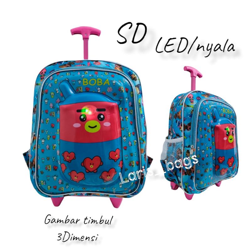 Tas sekolah anak perempuan/Tas troli BTS LED SD/Tas dorong anak/Tas bahu anak/Tas anak/ransel anak/Tas troli BTS SD led