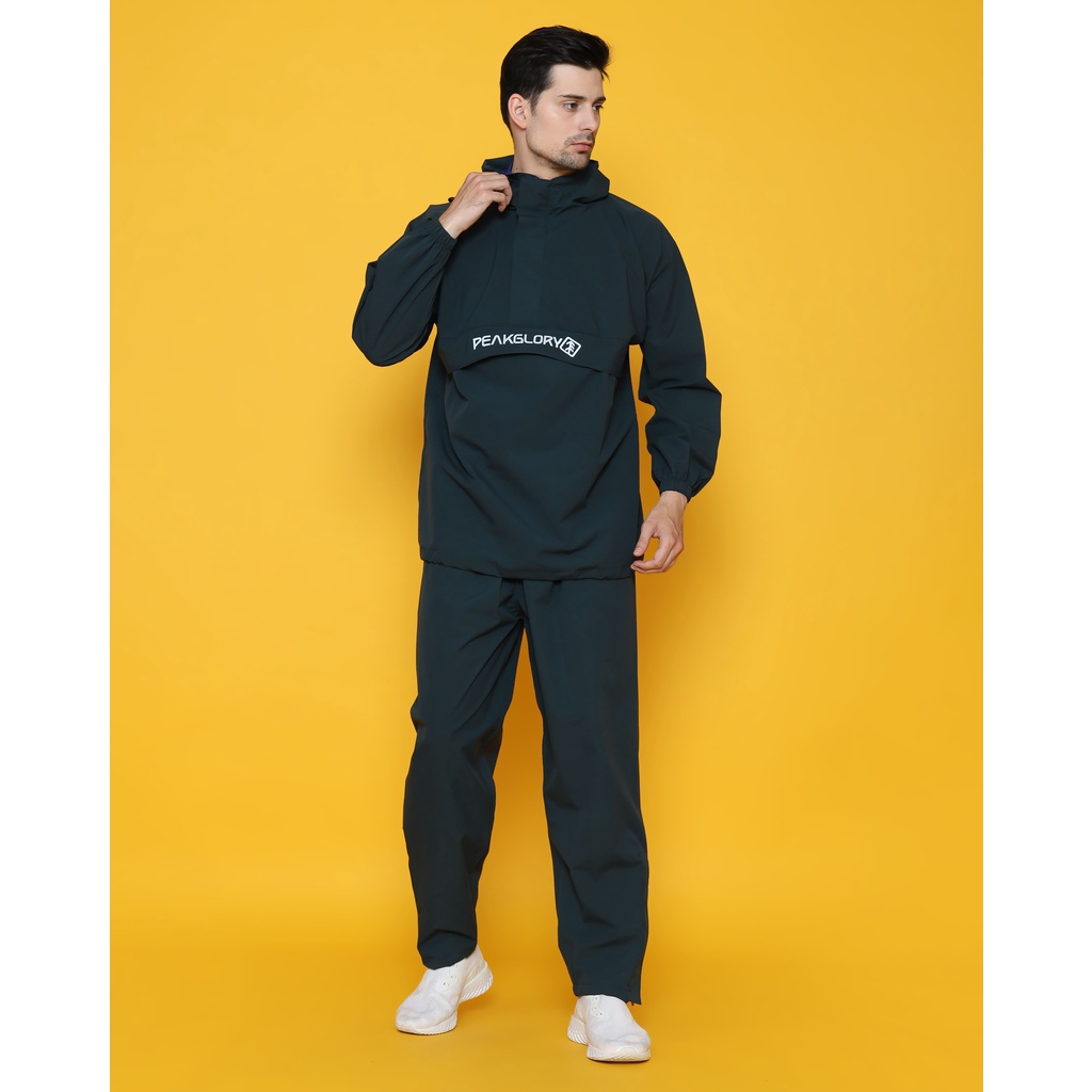 Jas Hujan Setelan Pria Wanita Velocity Bahan Tebal Kuat Elastis ANTI REMBES PEAKGLORY