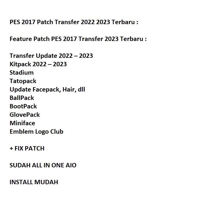 PC GAMES PES 2017 COMPLETE DENGAN Patch Transfer 2022 2023 Terbaru