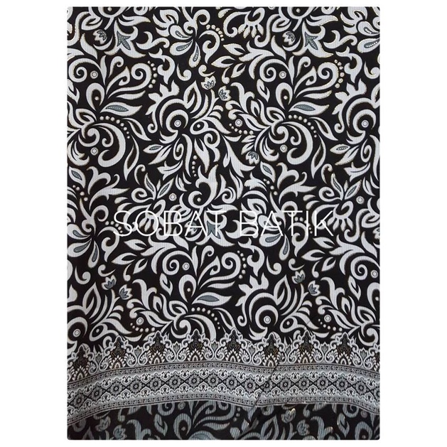 Batik Kain Batik Semi Sutra Motif 31120 Hitam Putih