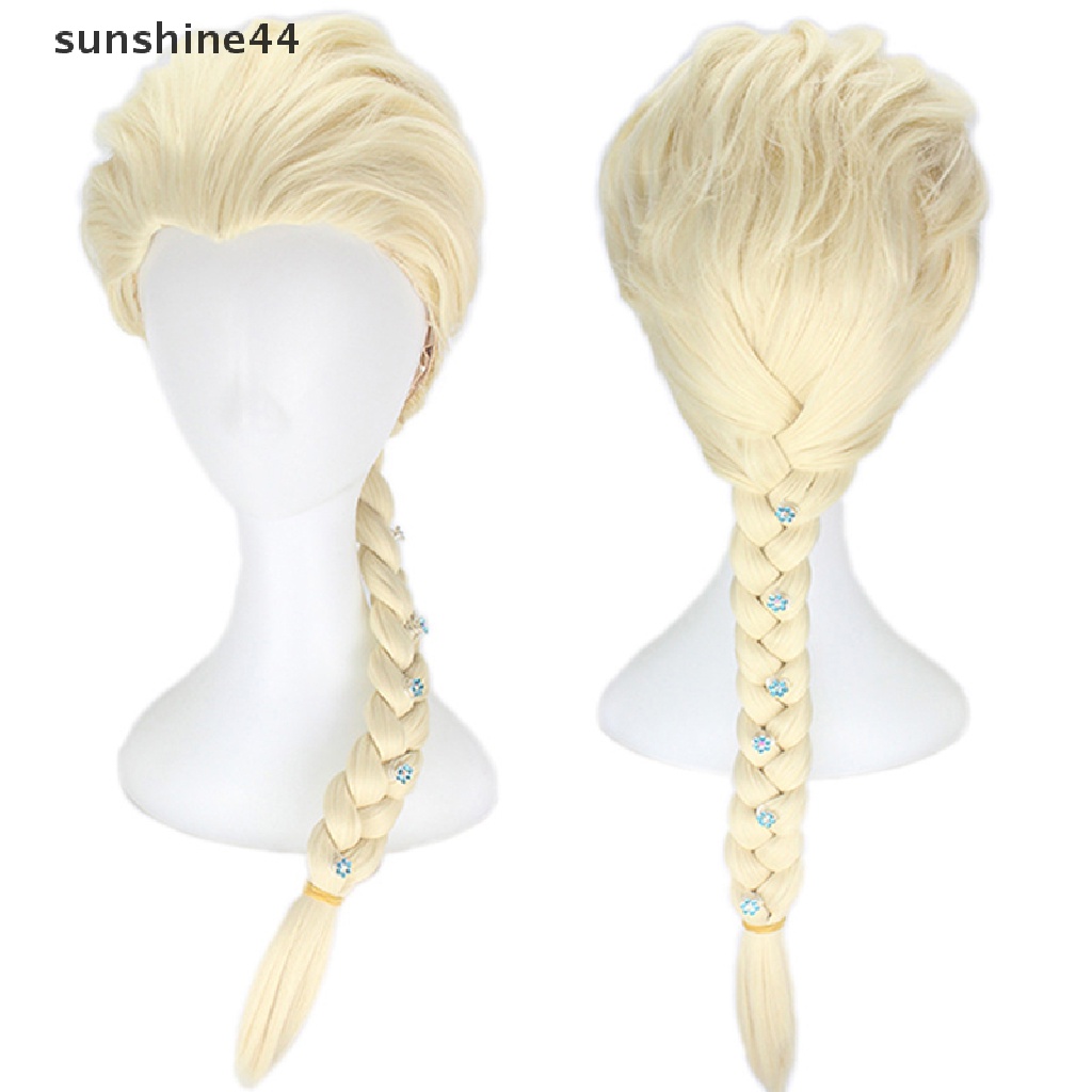 Sunshine Wig Film Frozen Snow Queen Elsa Rambut Pirang Cosplay Rambut Palsu Properti Foto.