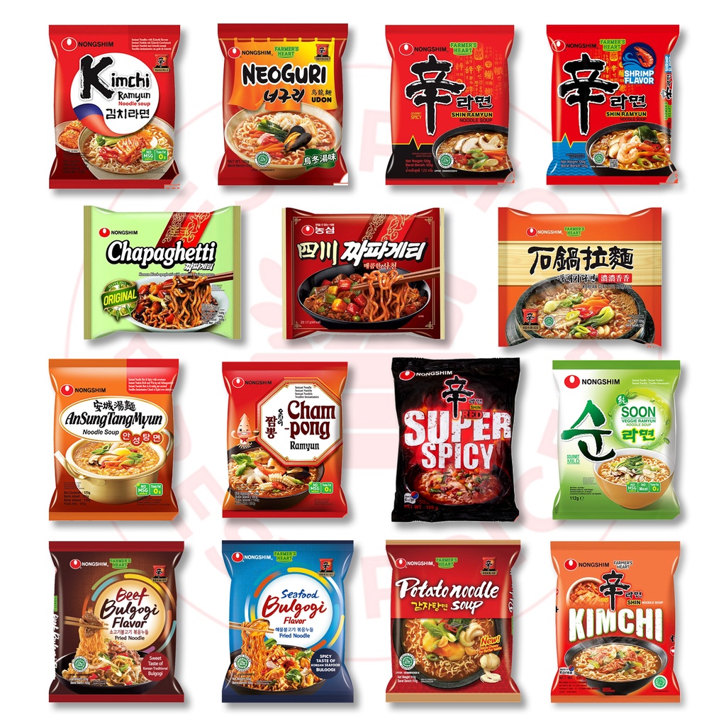 NONGSHIM - SEMUA VARIAN MIE KOREA (SHIN RAMYUN/ NEOGURI/ CHAPAGHETTI/ VEGE/ CHAMPONG/ANSUNGTANGMYUN)