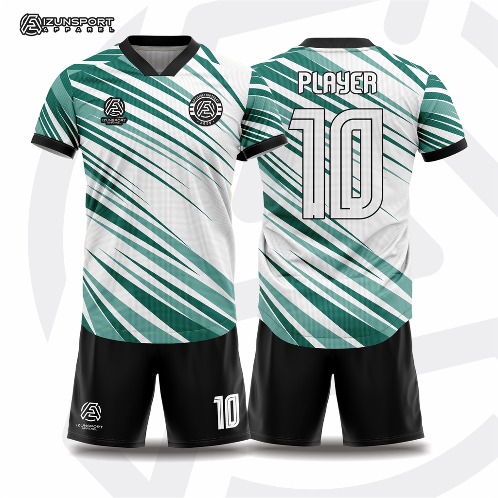 setelan jersey full printing sepakbola futsal custome satuan motif hijau daun 0.35