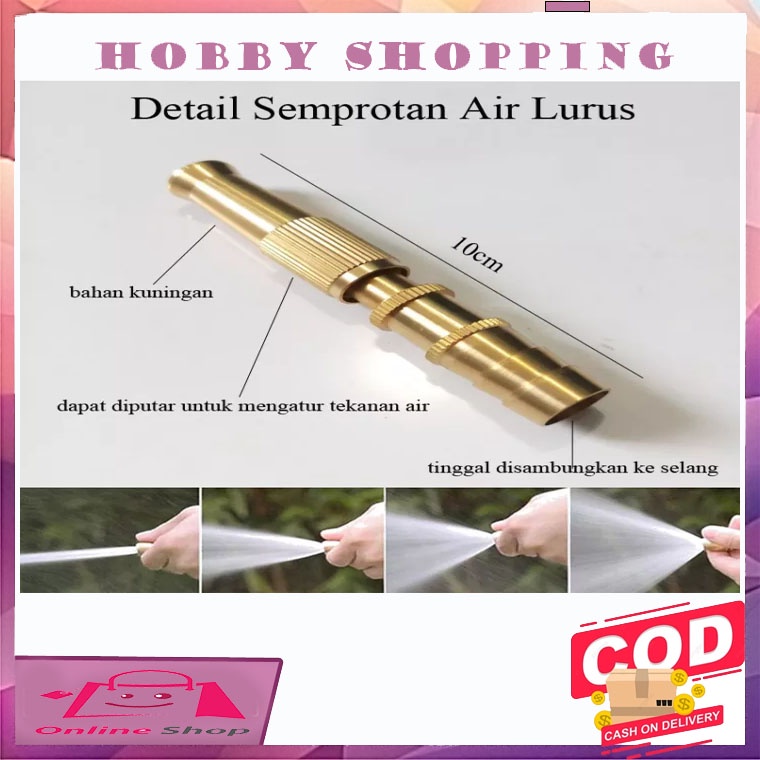 Paket Semprotan Cuci Motor Cuci Mobil Selang Serat Benang 5/8 Inch Plus Nosel Lurus Kuningan Gratis 2 klem selang
