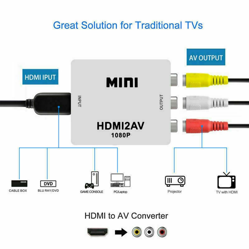 Konverter Converter Mini HDMI2AV HDMI to AV RCA CVBS Adapter HD1080P Audio Video PC Laptop HDTV