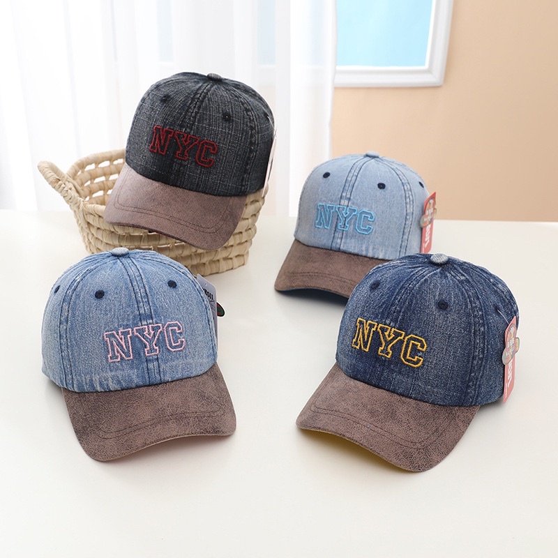 Topi Baseball Anak Import NYC Denim dan Bahan