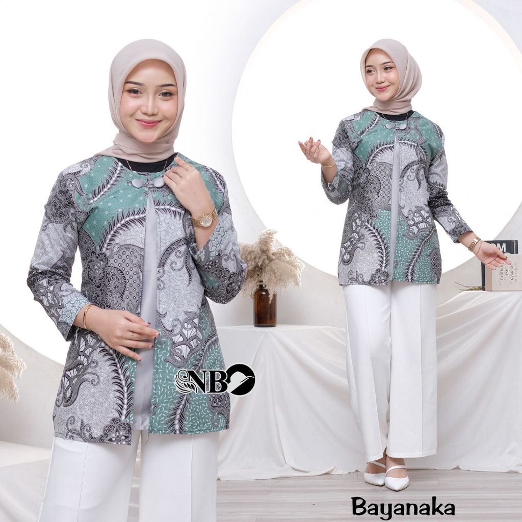 Baju Batik Wanita Modern Atasan Blouse Batik Kerja Kantor Wanita Seragam Batik M L XL XXL