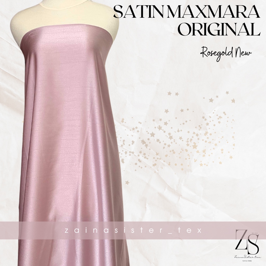 Bahan Satin Maxmara Silk Lux Premium Meteran Mewah Warna Pink Merah Muda Rosegold