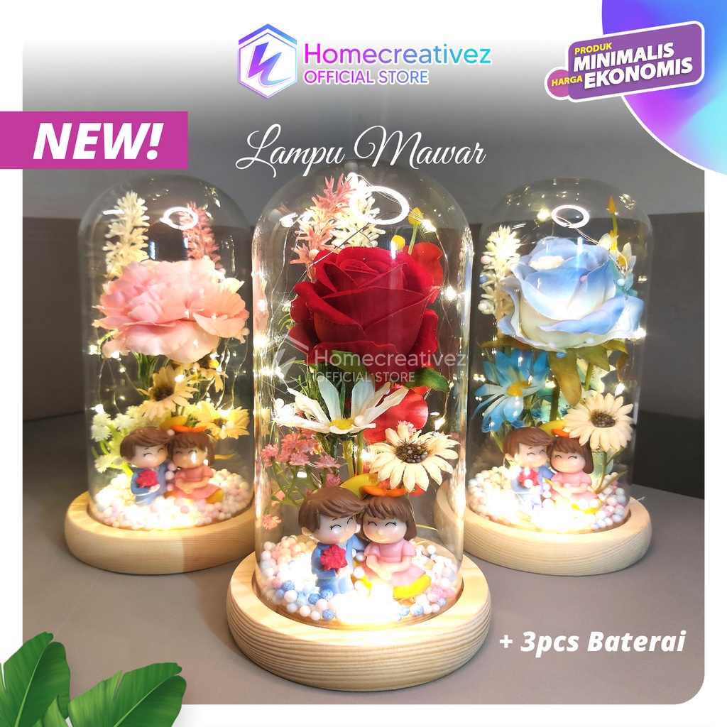 [HC] Lampu Hias LED Bunga Mawar Dekorasi Beauty And The Beast Rose - Pajangan Kado Hiasan Ruangan Kamar