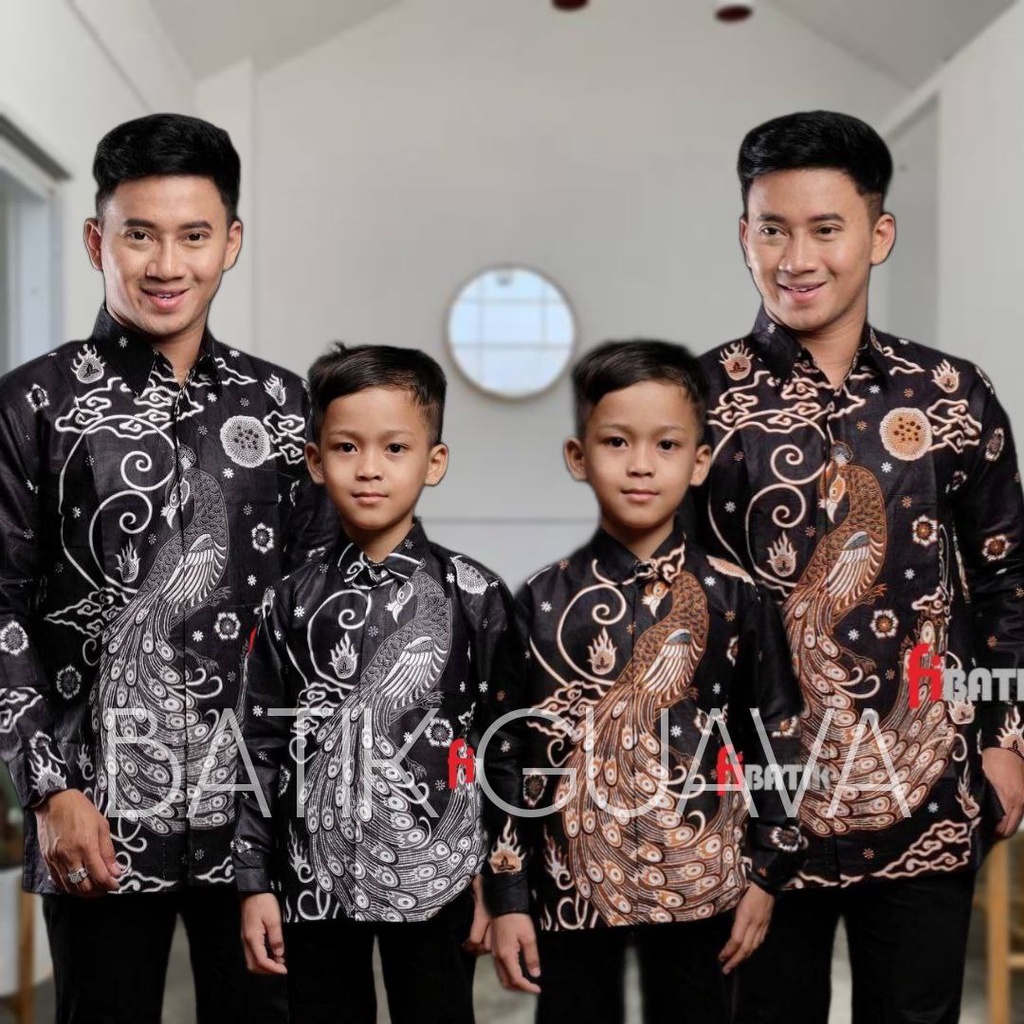 Batik Guava || couple batik ayah dan anak cowok BATIK HITAM Batik Merak Hitam Batik 2023 batik ABU Batik terbaru Batik Premium