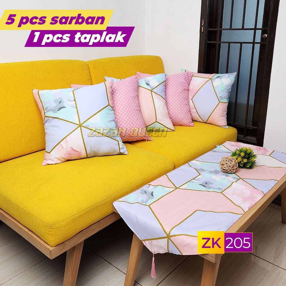 Paket Sarung Bantal Sofa dan Taplak Meja Tamu - Motif Terkini