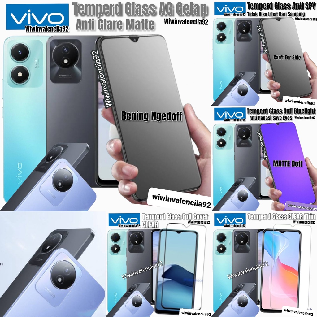 Tempered REQUEST VIVO Y02 Y02s Y01 Y75 Y1S Temperd Glass Clear-Bening/Bluelight Glossy/Blue Light Matte/Anti Glare-A-Minyak-OIL Mate Doff/Anti SPY Privacy-Tidak Bisa lihat Dari samping-Black-Hitam-Gelap/Tempred kaca Full Cover Custom Coverage- 4G 5G S Y