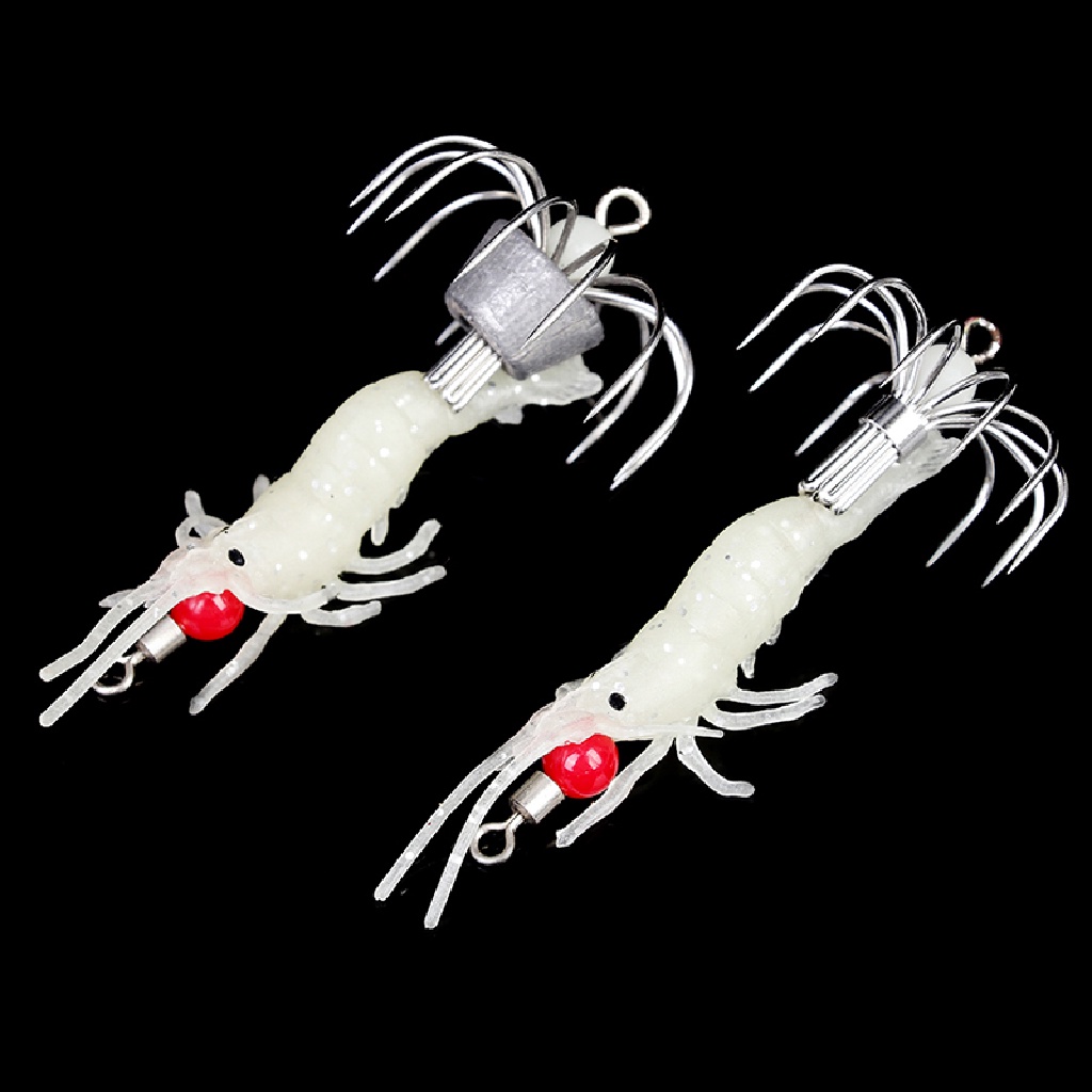 [BFID] 1pc Luminous Squid Jigs Glow Udang Kayu Dengan Kait Gurita Cumi Umpan Pancing [ID]