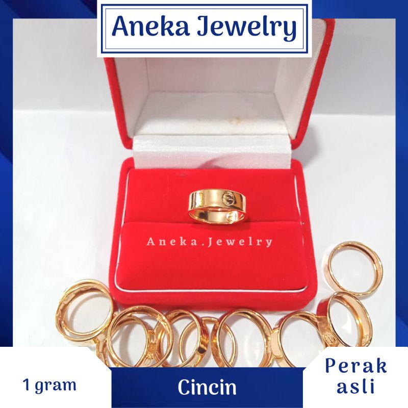 Cincin Bangkok Ukir, Sepuh Emas Kuning, Perak 925