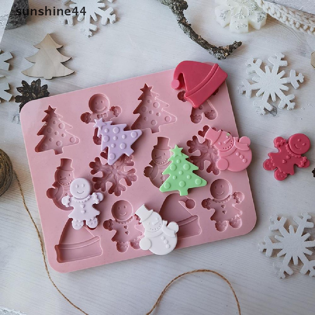 Sunshine 12rongga Natal Snowman Cetakan Silikon Cetakan Kue Coklat Baking Tools.