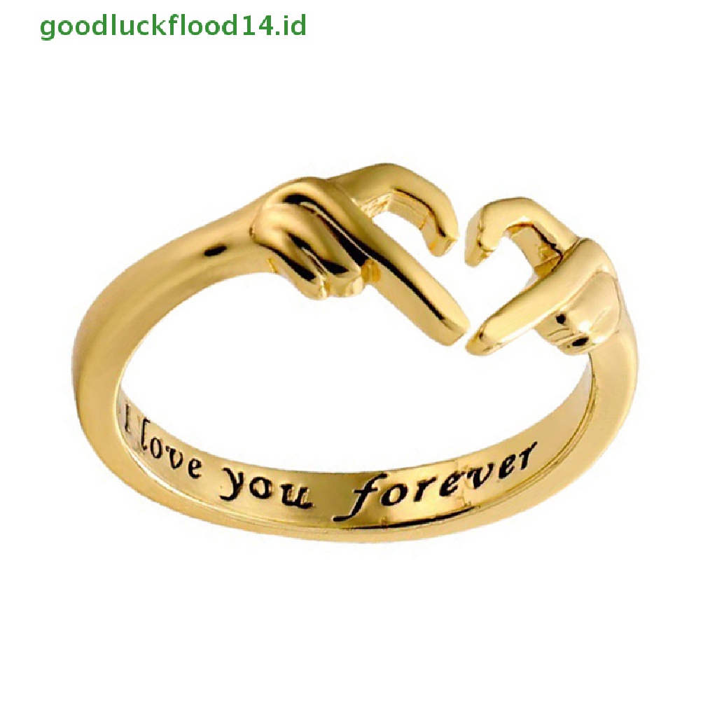 [GOOGFOUR] Double Hand Heart Couple Rings Love Heart Adjustable Persahabatan Janji Perhiasan Valene Hadiah Untuk Wanita Teman Gadis Perhiasan Yang Dapat Disesuaikan [TOP]