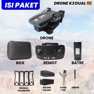 Drone K3 Dual Kamera Remote Control Jarak Jauh Charging Usb Battery Pengintai