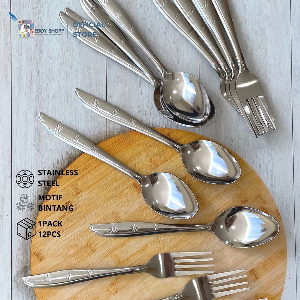 [1PACK 12PCS] Sendok Makan Stainless 30GR / Garpu Makan 30GR / Sendok Set Stainless Steel 30GR