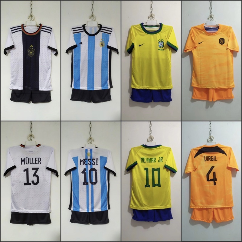 Setelan Anak Negara Piala Dunia Argentina Lionel Messi Brazil Brasil Neymar Jr Jerman Germany Thomas