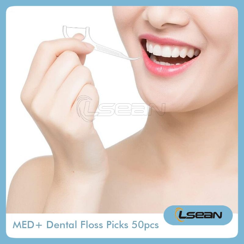 MED+ DENTAL FLOSS PICKS BENANG TUSUK GIGI PEMBERSIH SELA GIGI HIGIENIS 50 PCS